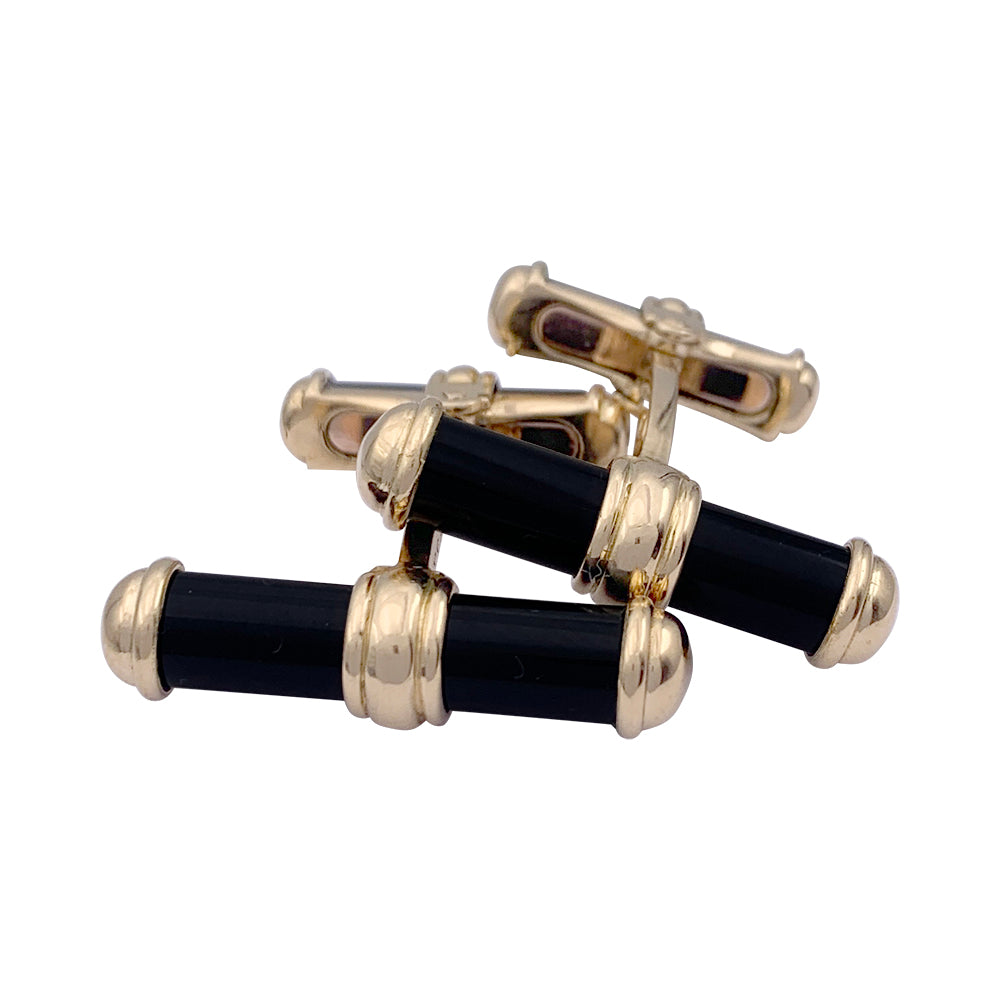 Van Cleef & Arpels cufflinks, yellow gold and onyx.
