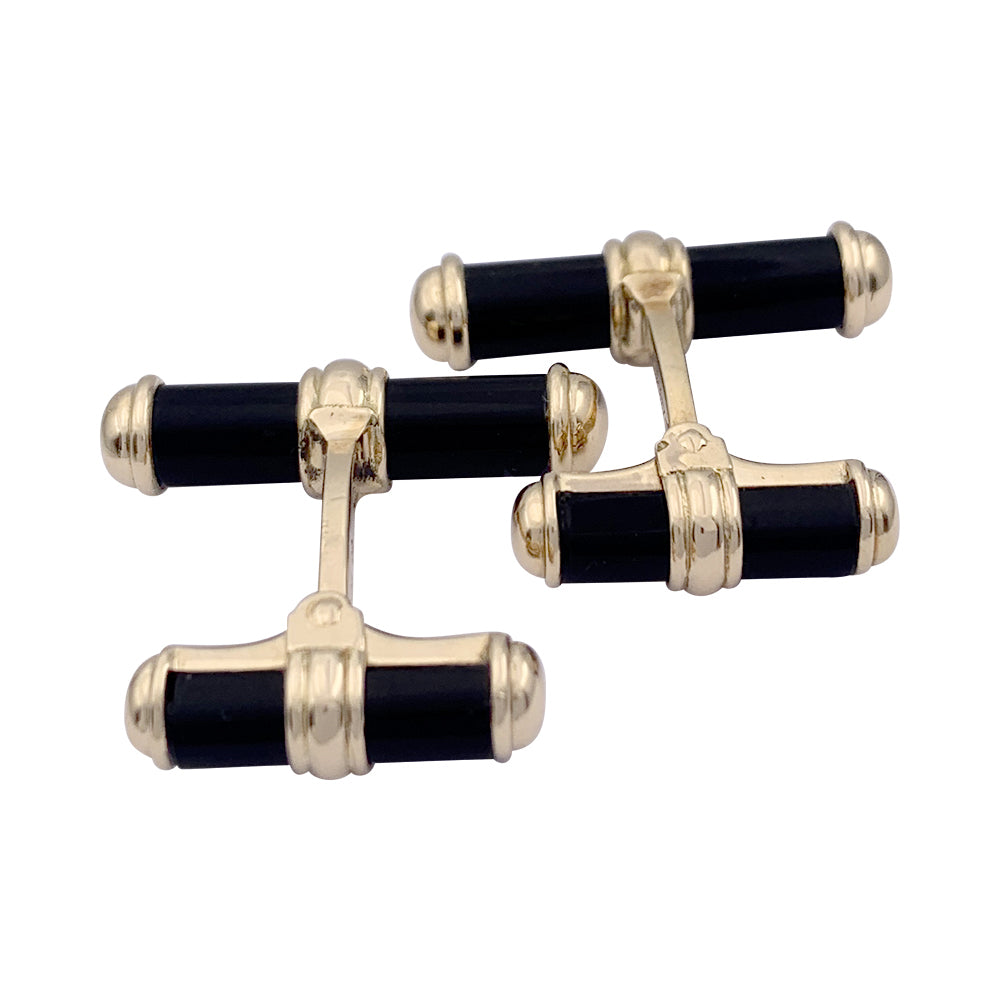 Van Cleef & Arpels cufflinks, yellow gold and onyx.