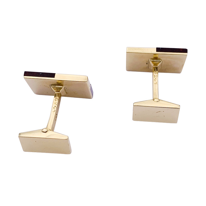 Fred cufflinks, yellow gold and jasper.