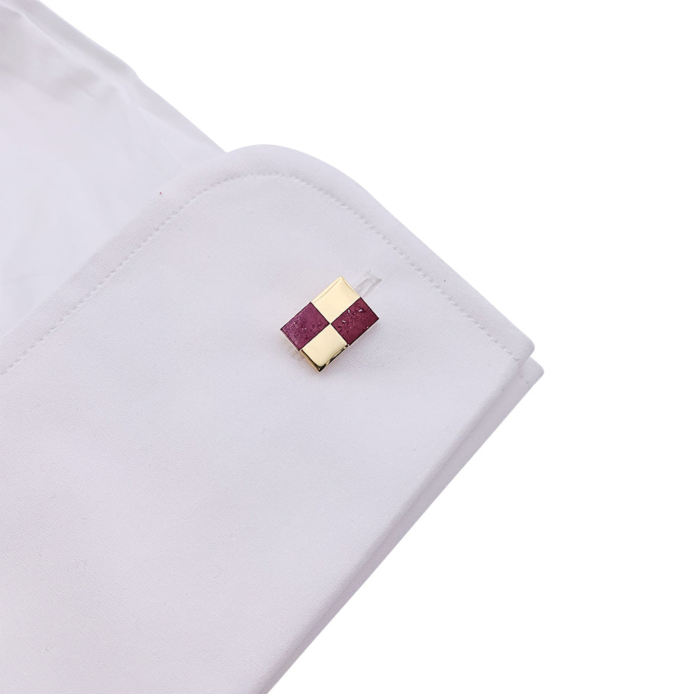 Fred cufflinks, yellow gold and jasper.