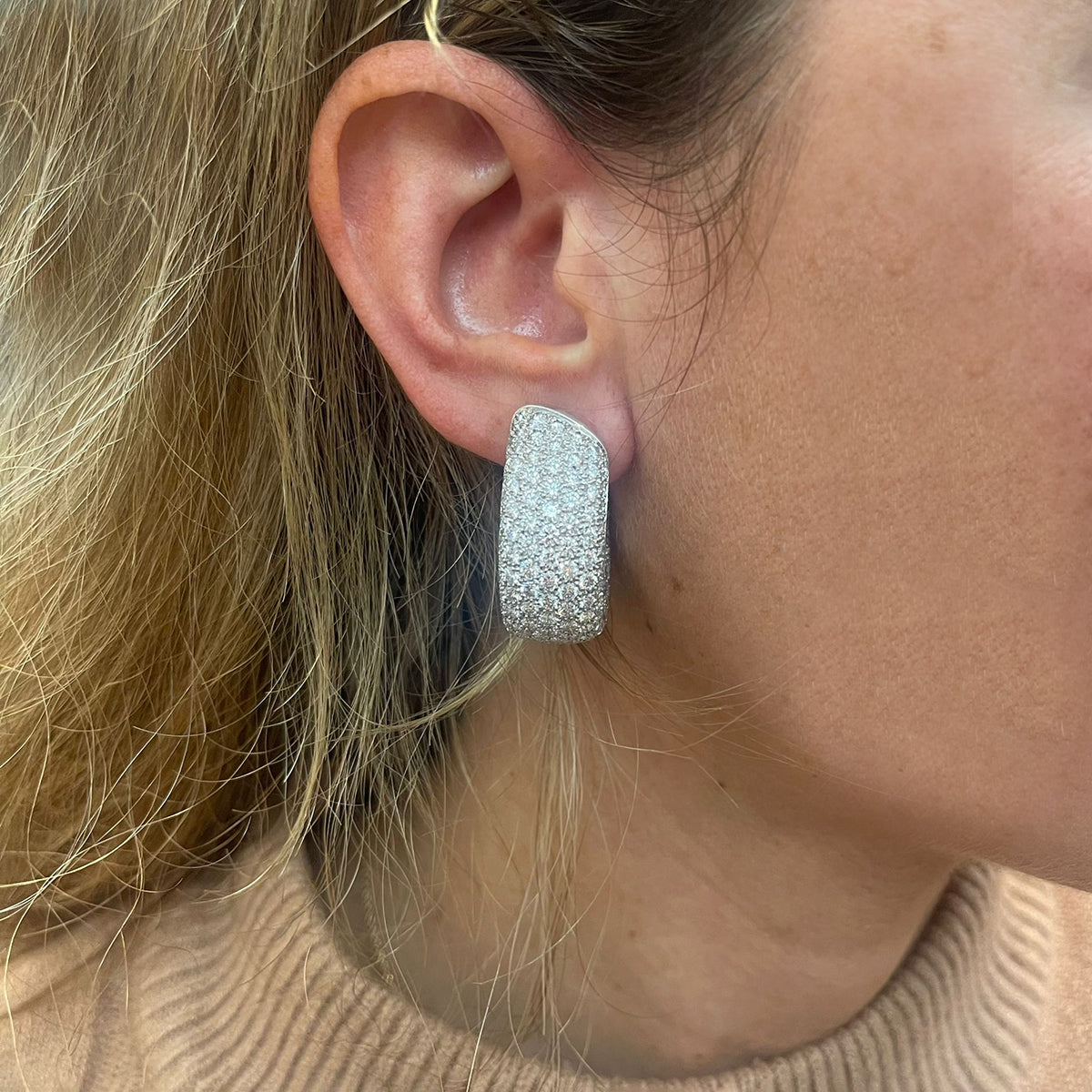 Cartier "Lakarda" earrings set with 11.71 carats of diamonds.