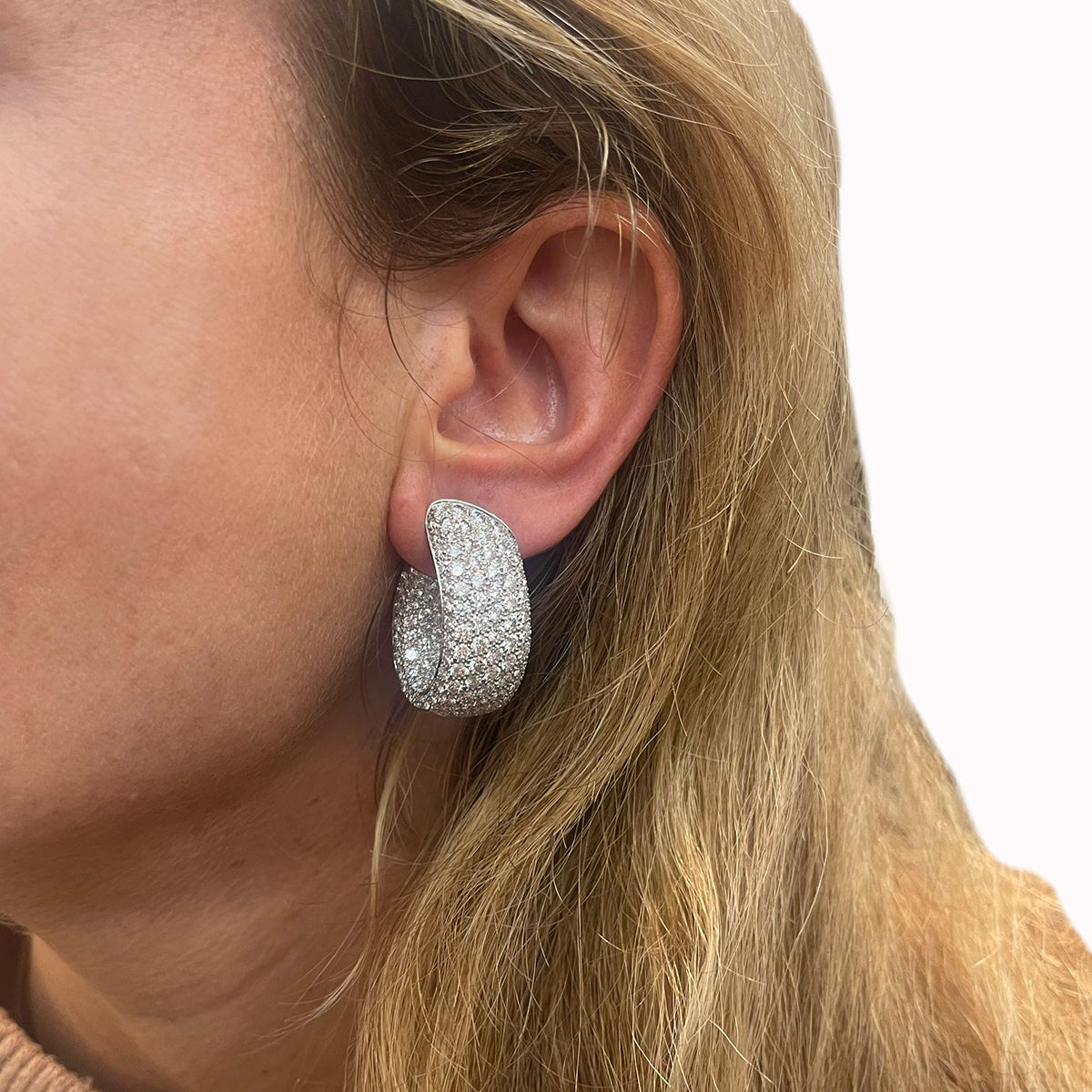 Cartier "Lakarda" earrings set with 11.71 carats of diamonds.