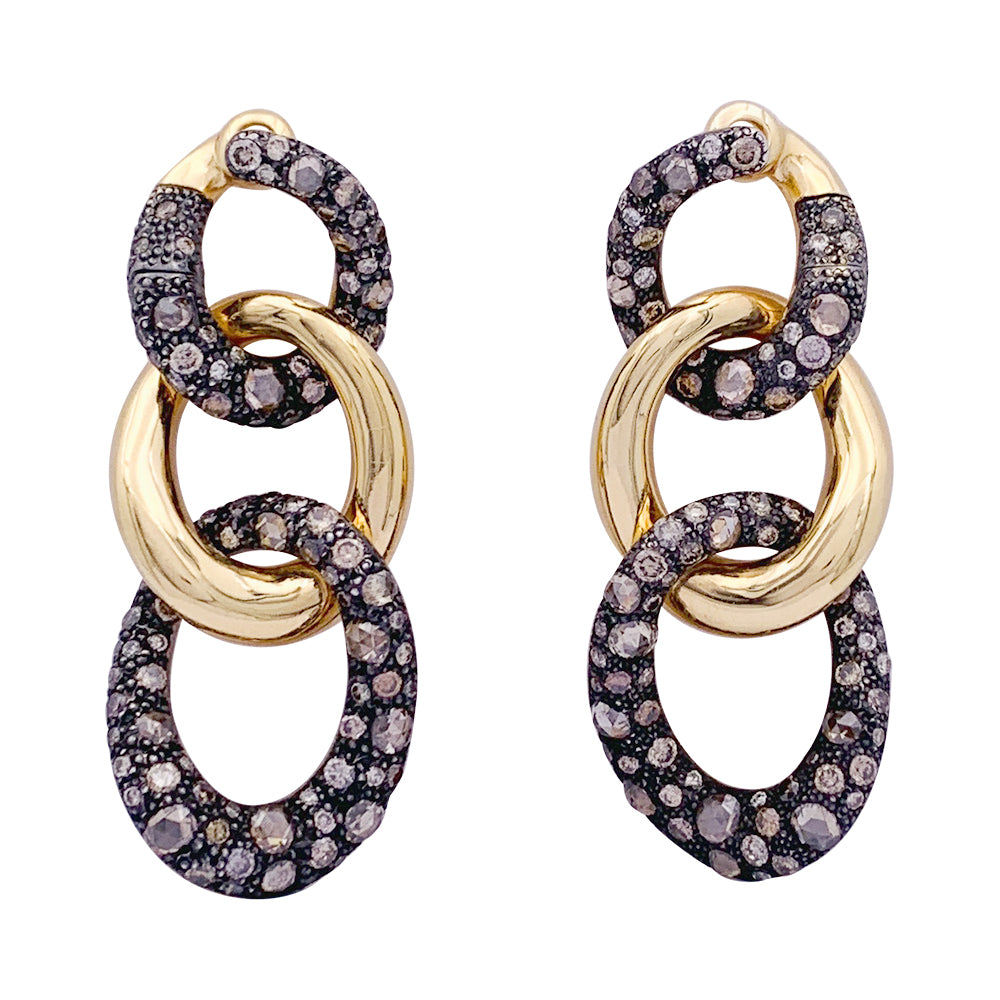 Boucles d'oreilles Pomellato, "Tango", en or rose, argent et diamants bruns.