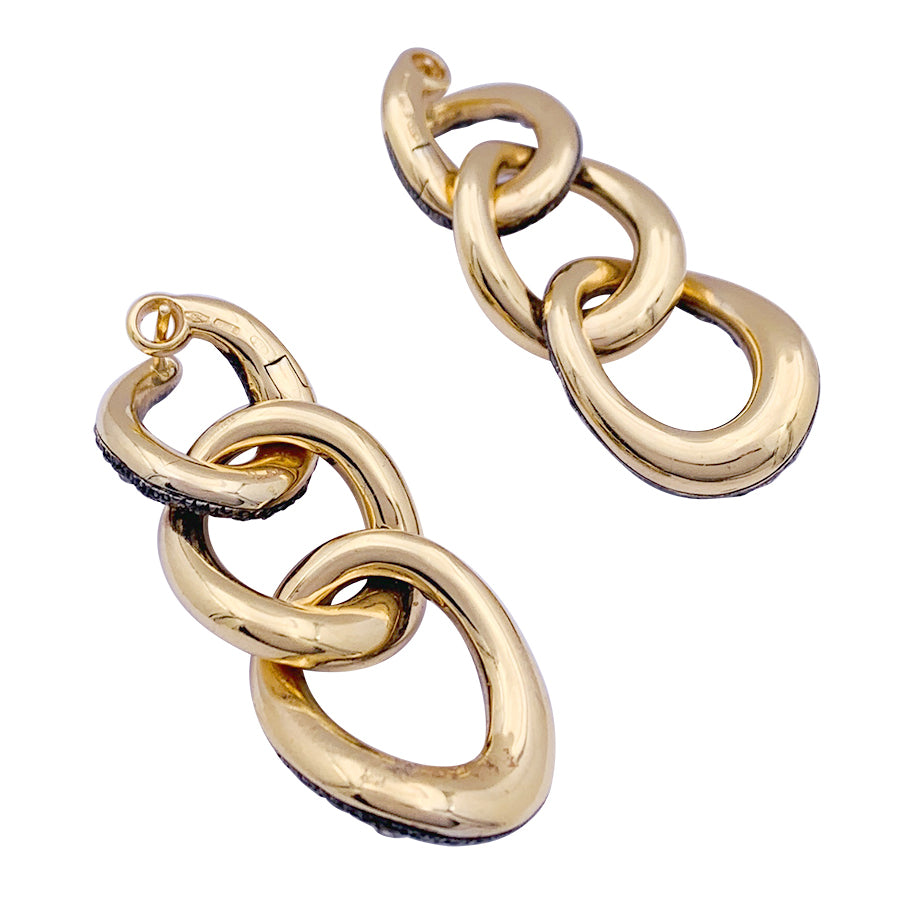 Boucles d'oreilles Pomellato, "Tango", en or rose, argent et diamants bruns.