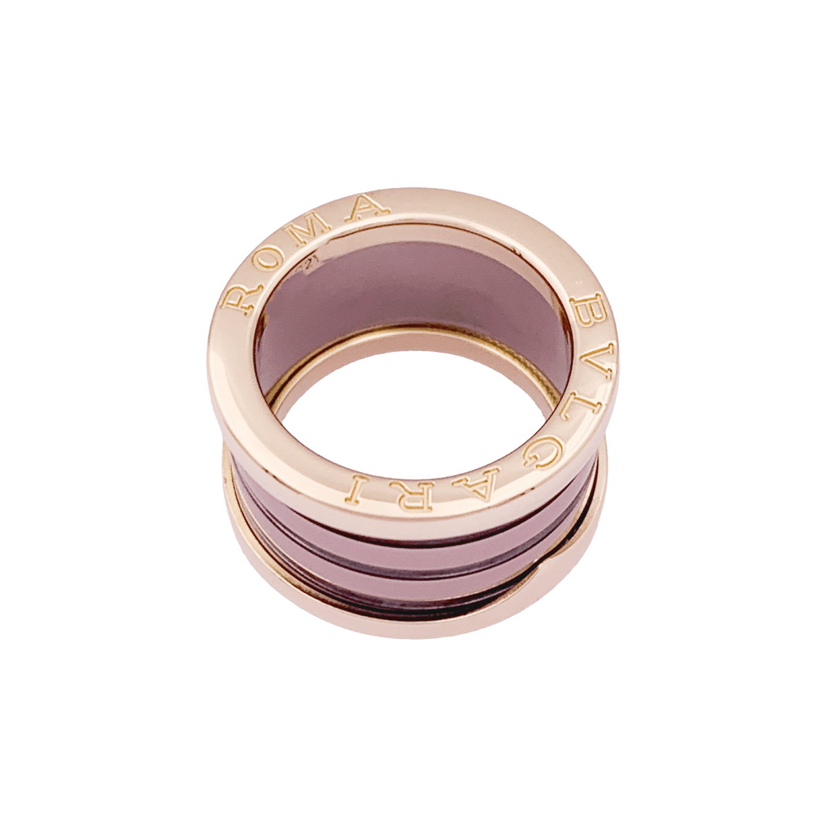 Bague Bulgari, "B.Zero1", or rose, cermet. - Maison Eloe