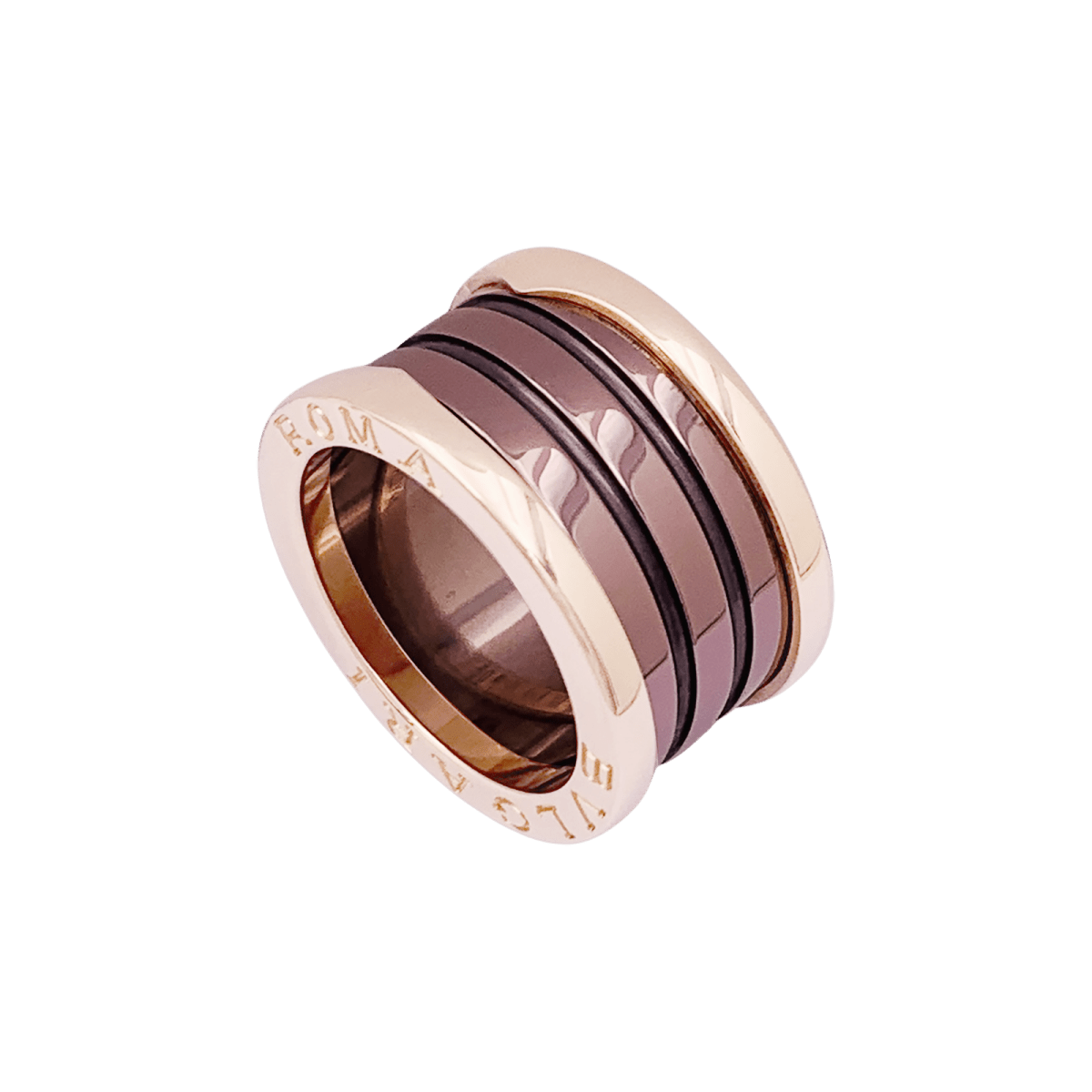 Bague Bulgari, "B.Zero1", or rose, cermet. - Maison Eloe