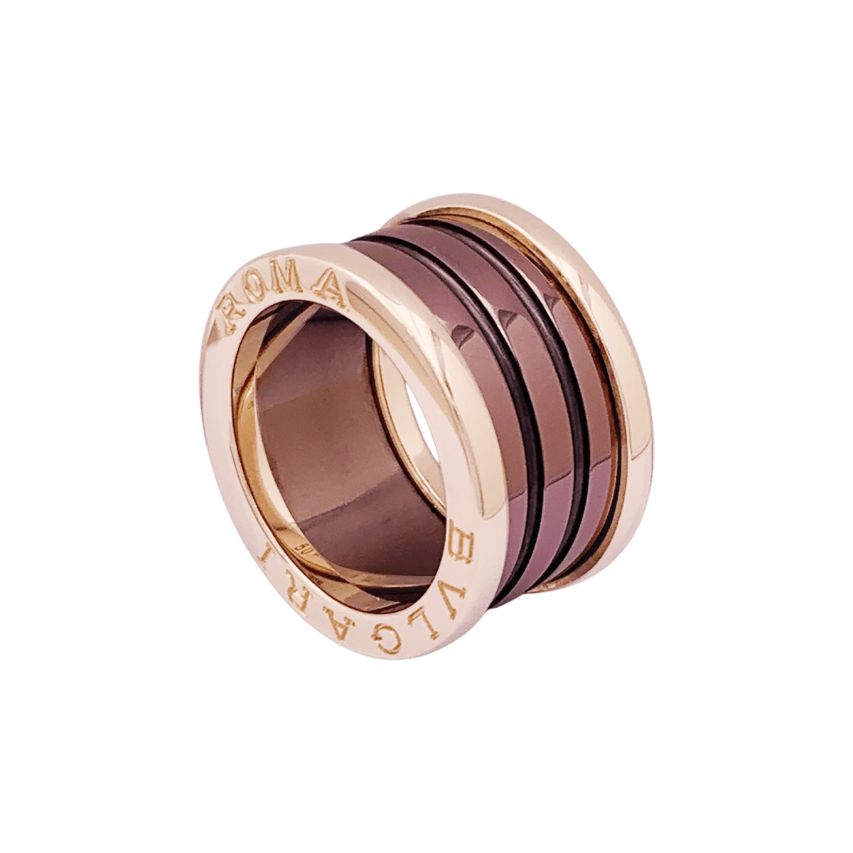 Bague Bulgari, "B.Zero1", or rose, cermet. - Maison Eloe