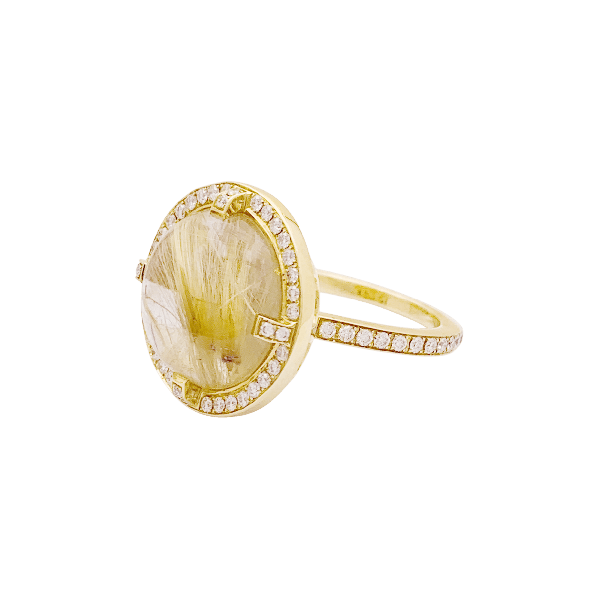 Bague CHAUMET, "Attrape Moi Si Tu M’aimes", "Galet", or jaune, diamants, quartz rutile. - Maison Eloe