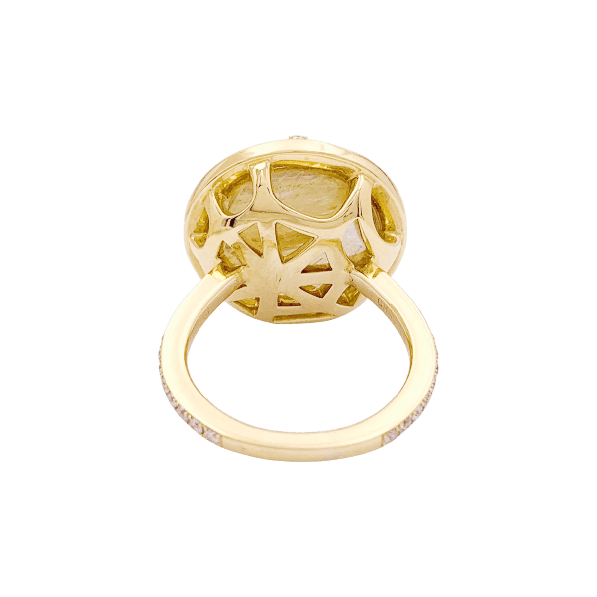 Bague CHAUMET, "Attrape Moi Si Tu M’aimes", "Galet", or jaune, diamants, quartz rutile. - Maison Eloe