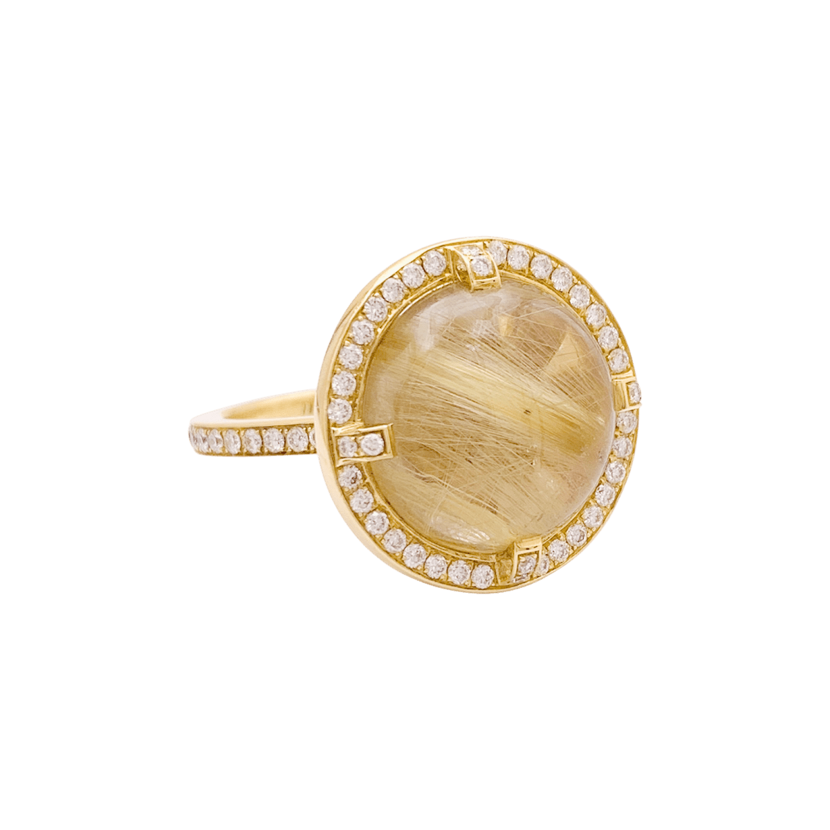 Bague CHAUMET, "Attrape Moi Si Tu M’aimes", "Galet", or jaune, diamants, quartz rutile. - Maison Eloe