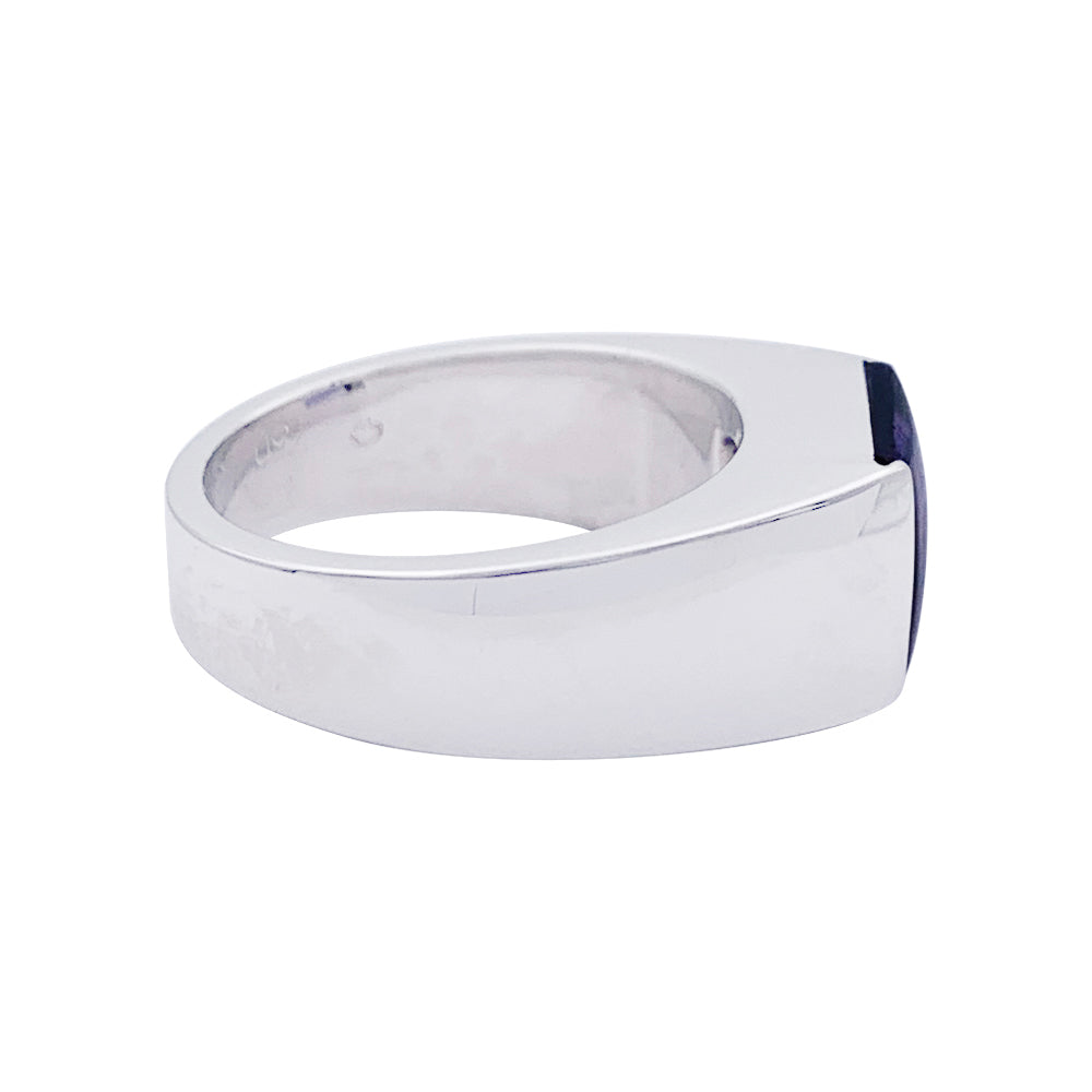 Bague Cartier, "Tank", or blanc, améthyste.