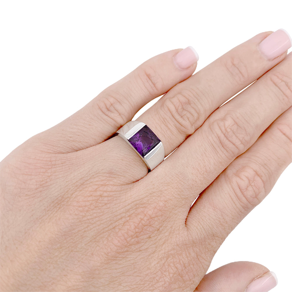 Cartier ring, "Tank", white gold, amethyst.