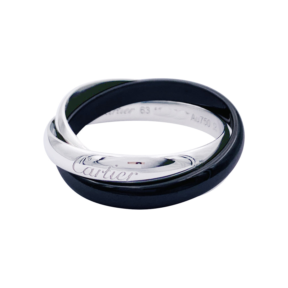 Cartier ring, "Trinity", white gold and black ceramic.
