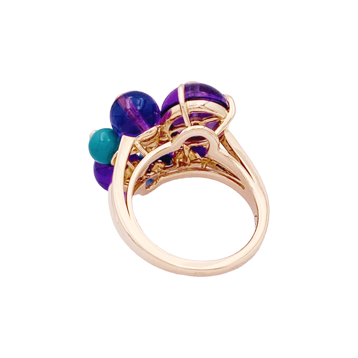 Bague Cartier, "Délices de Goa", or rose, diamant, turquoises, améthystes. - Maison Eloe