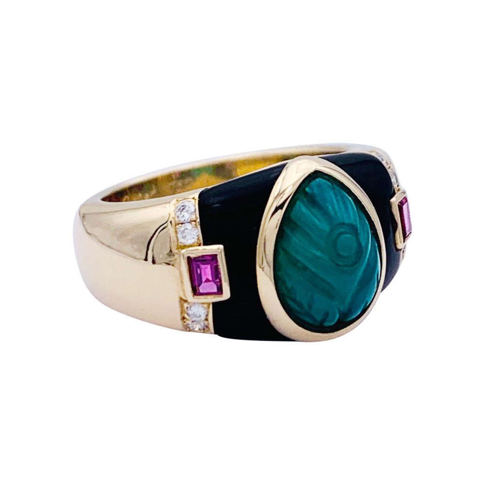Cartier ring, "Gaïa", yellow gold, colored stones.