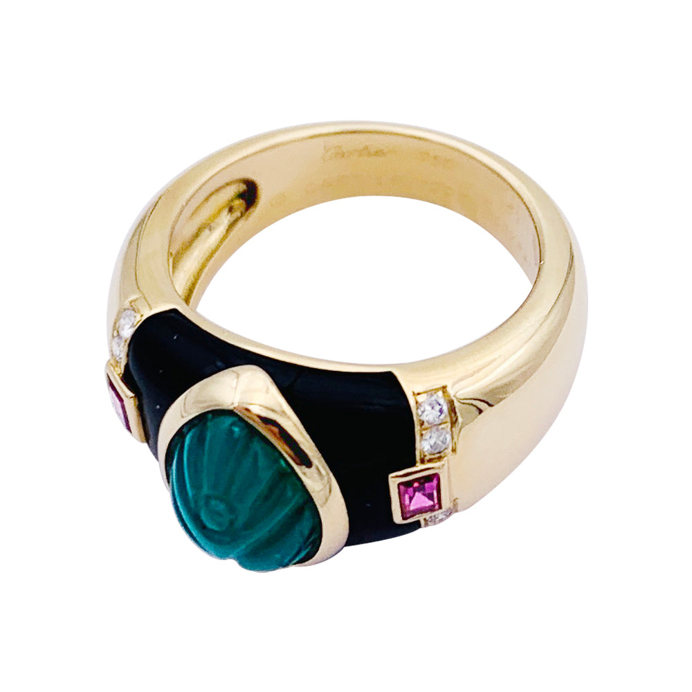 Cartier ring, "Gaïa", yellow gold, colored stones.