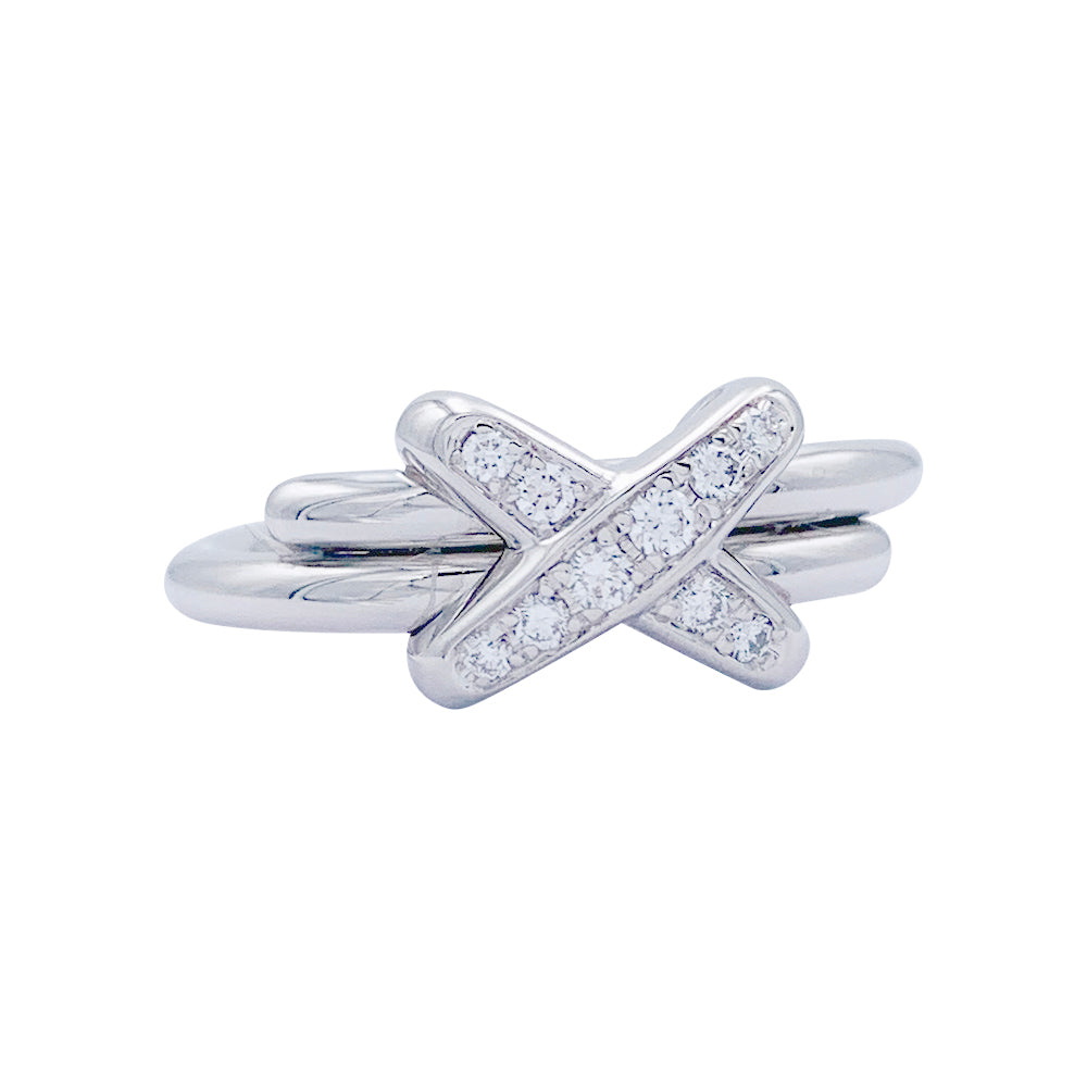 Bague Chaumet, "Jeux de Liens", or blanc, diamants.
