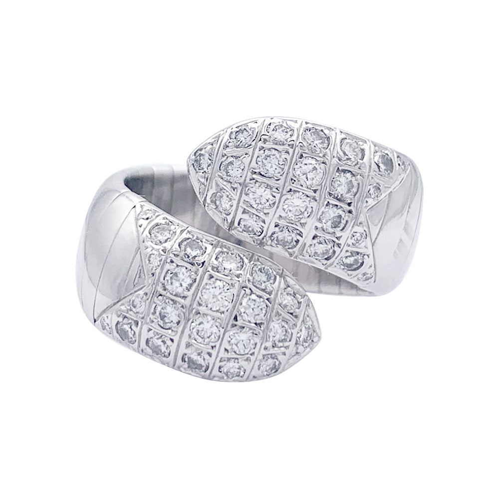 Chaumet ring, “Feather with crossed diamond tips”, white gold, diamonds.