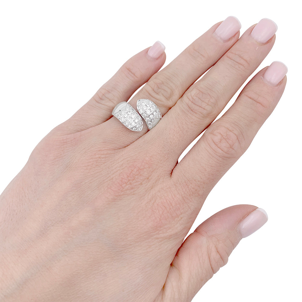 Chaumet ring, “Feather with crossed diamond tips”, white gold, diamonds.