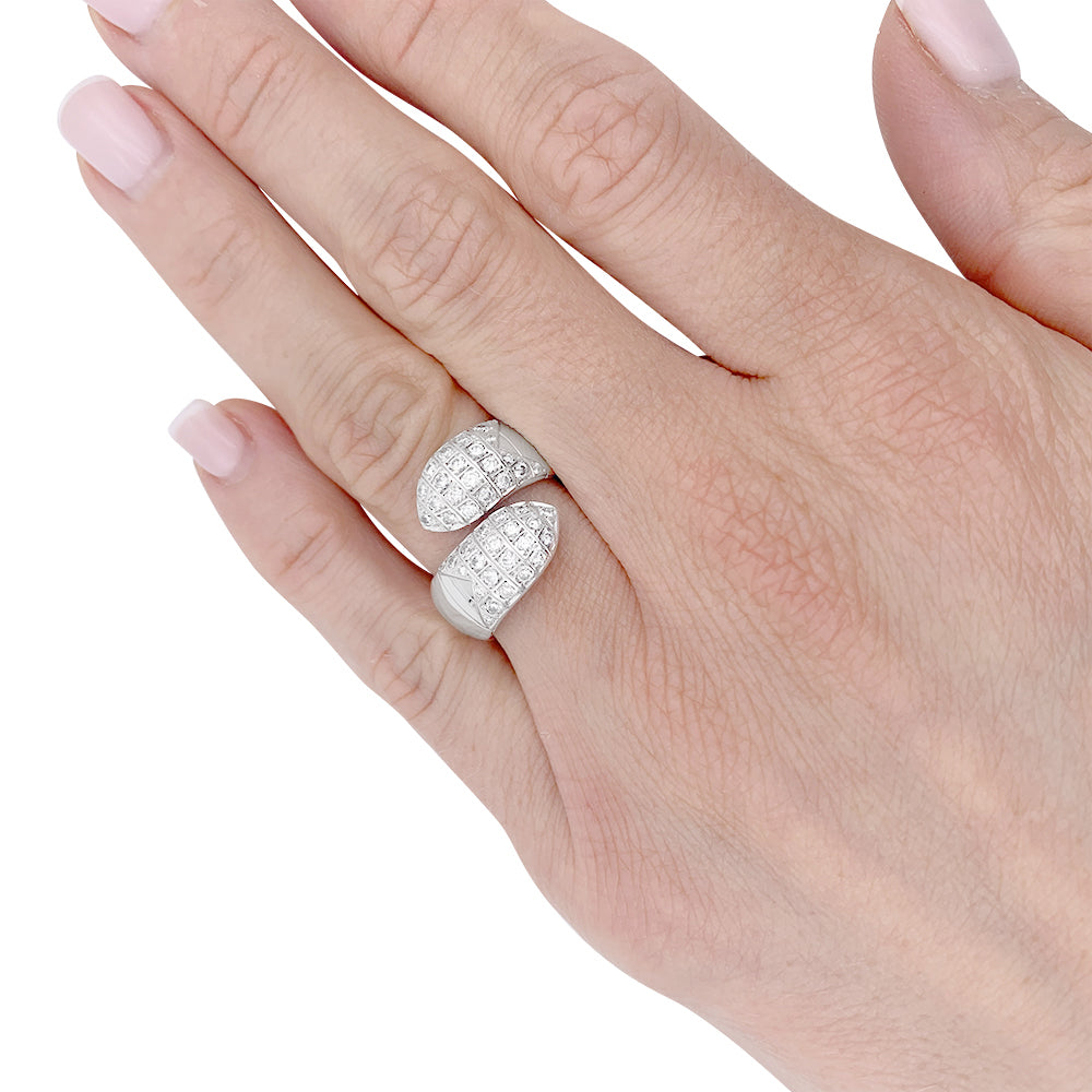 Chaumet ring, “Feather with crossed diamond tips”, white gold, diamonds.