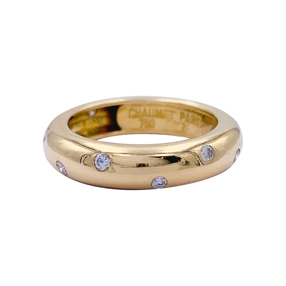 Bague Chaumet jonc or jaune et diamants.
