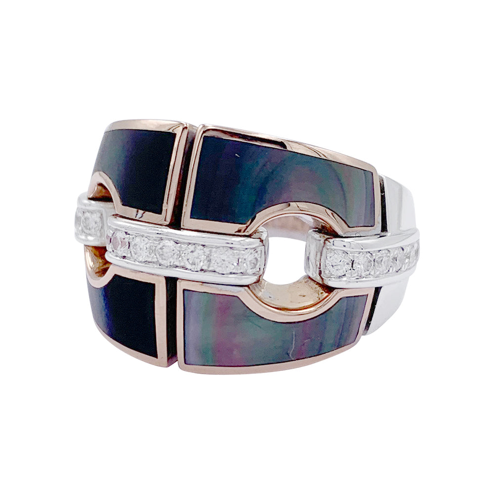 Bague Chimento or, nacre et diamants.