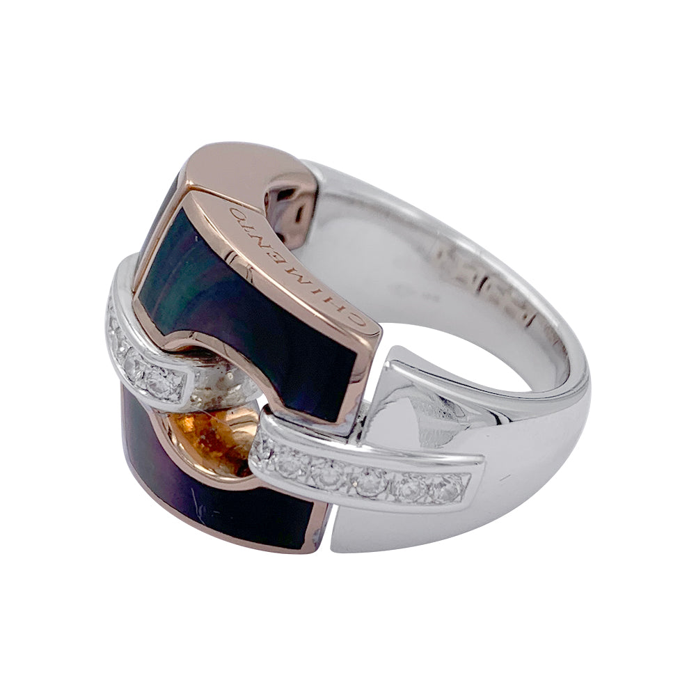 Chimento ring in gold, mother-of-pearl and diamonds.