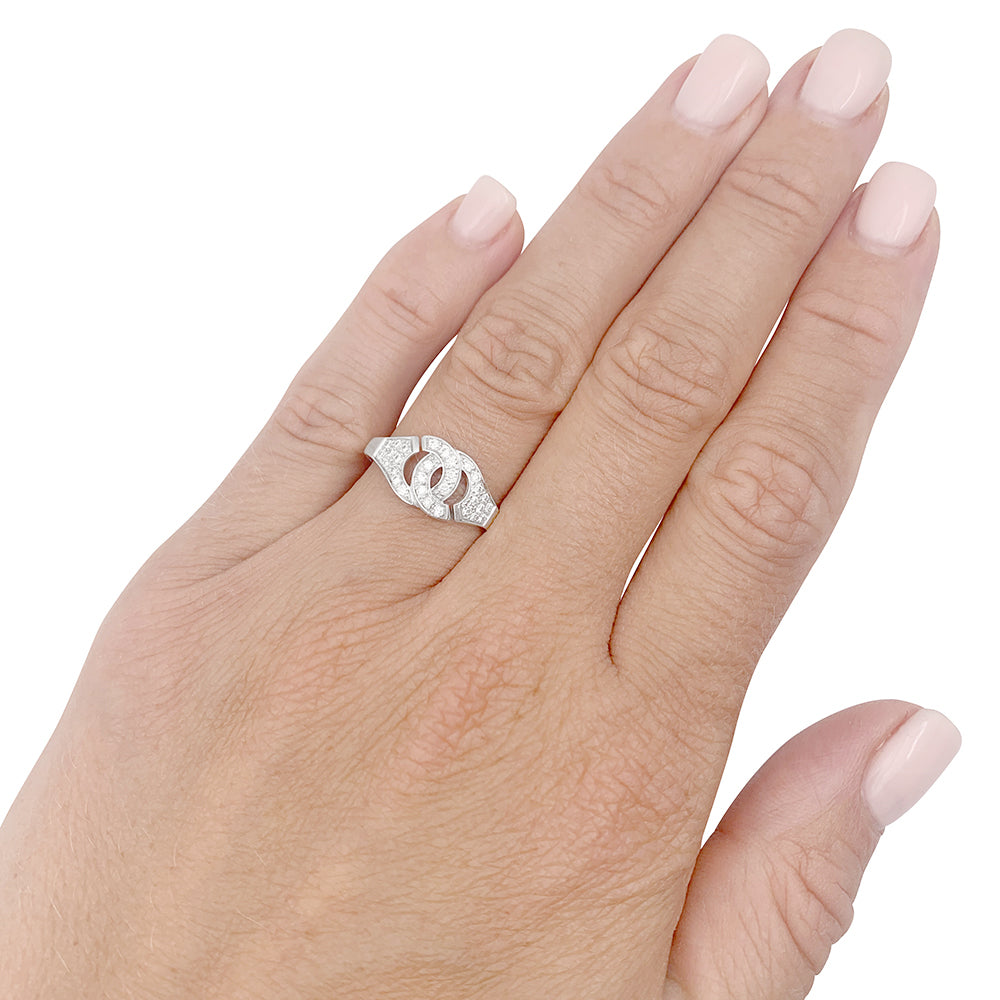 Dinh Van ring, "R8 Handcuffs", white gold, diamonds.