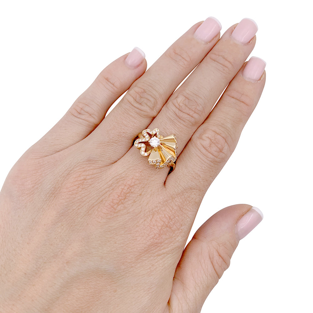 Dior ring, "Archi Dior Cocotte", pink gold, diamonds.