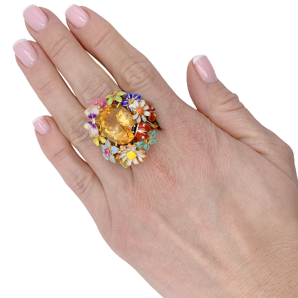 Dior ring, "Diorette", citrine, lacquer, yellow gold.