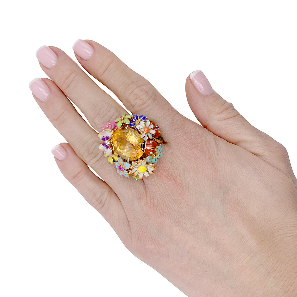 Dior ring, "Diorette", citrine, lacquer, yellow gold.