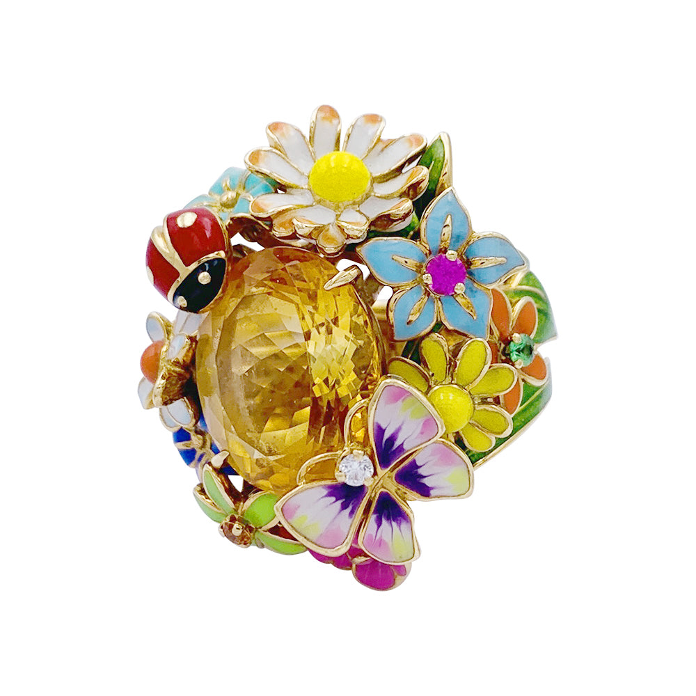 Bague Dior, "Diorette", citrine, laque, or jaune.