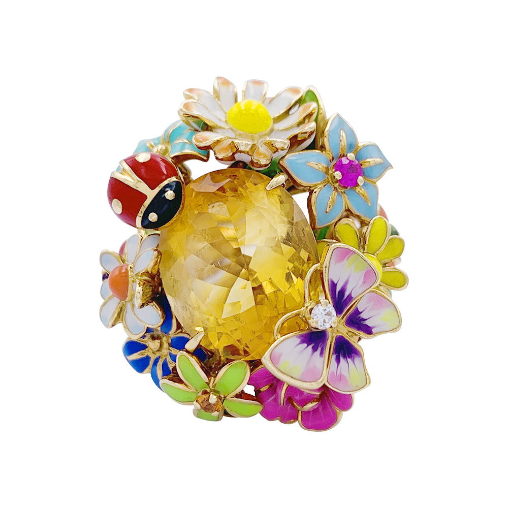 Bague Dior, "Diorette", citrine, laque, or jaune.