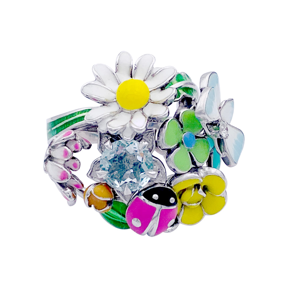 Dior ring, "Diorette", white gold, enamel, aquamarine and diamond.