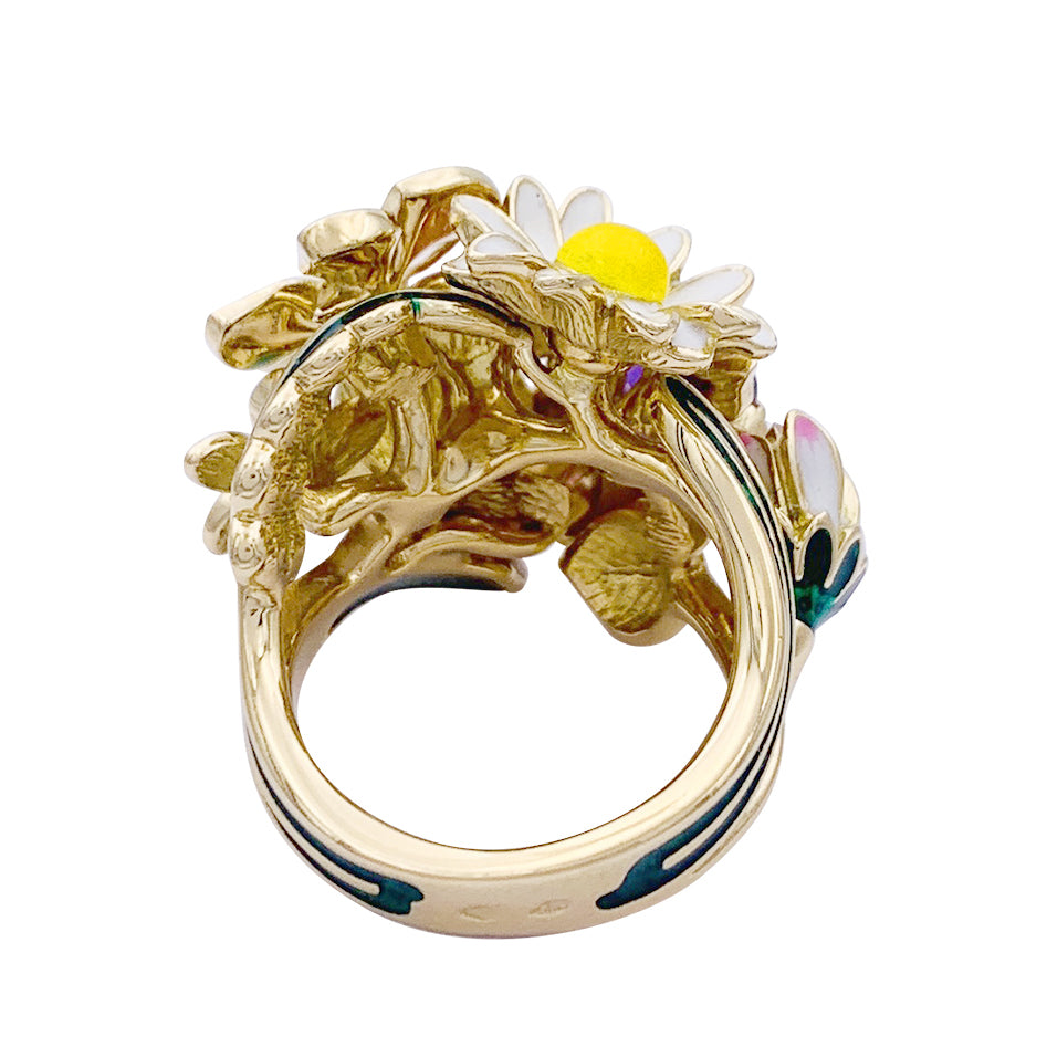 Bague Dior, "Diorette", or jaune, émail, améthyste et diamant.