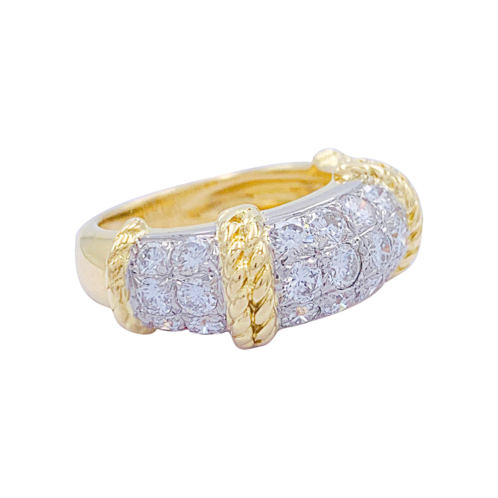 Bague Fred, "Isaure", or jaune, platine, diamants.