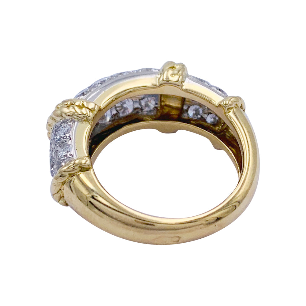 Fred ring, "Isaure", yellow gold, platinum, diamonds.