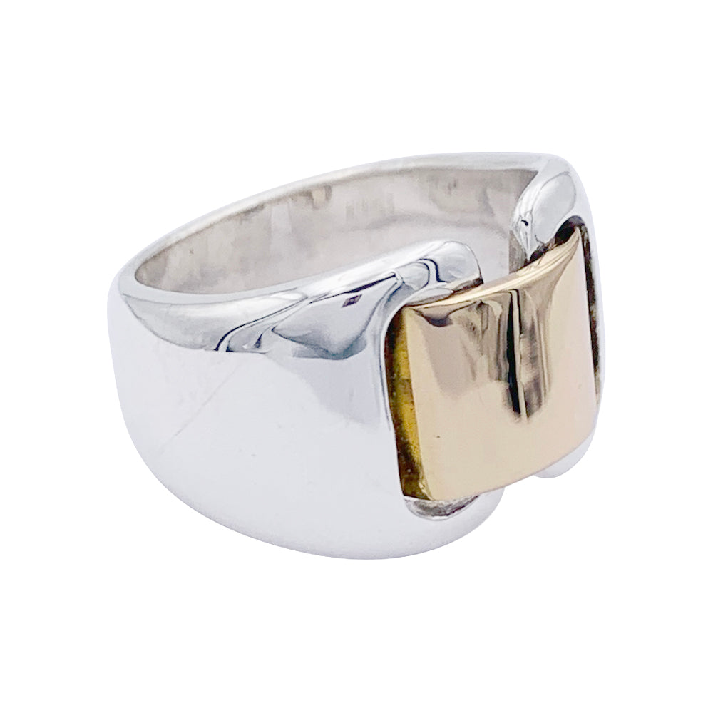 Hermès ring, “Bakuba”, yellow gold, silver.