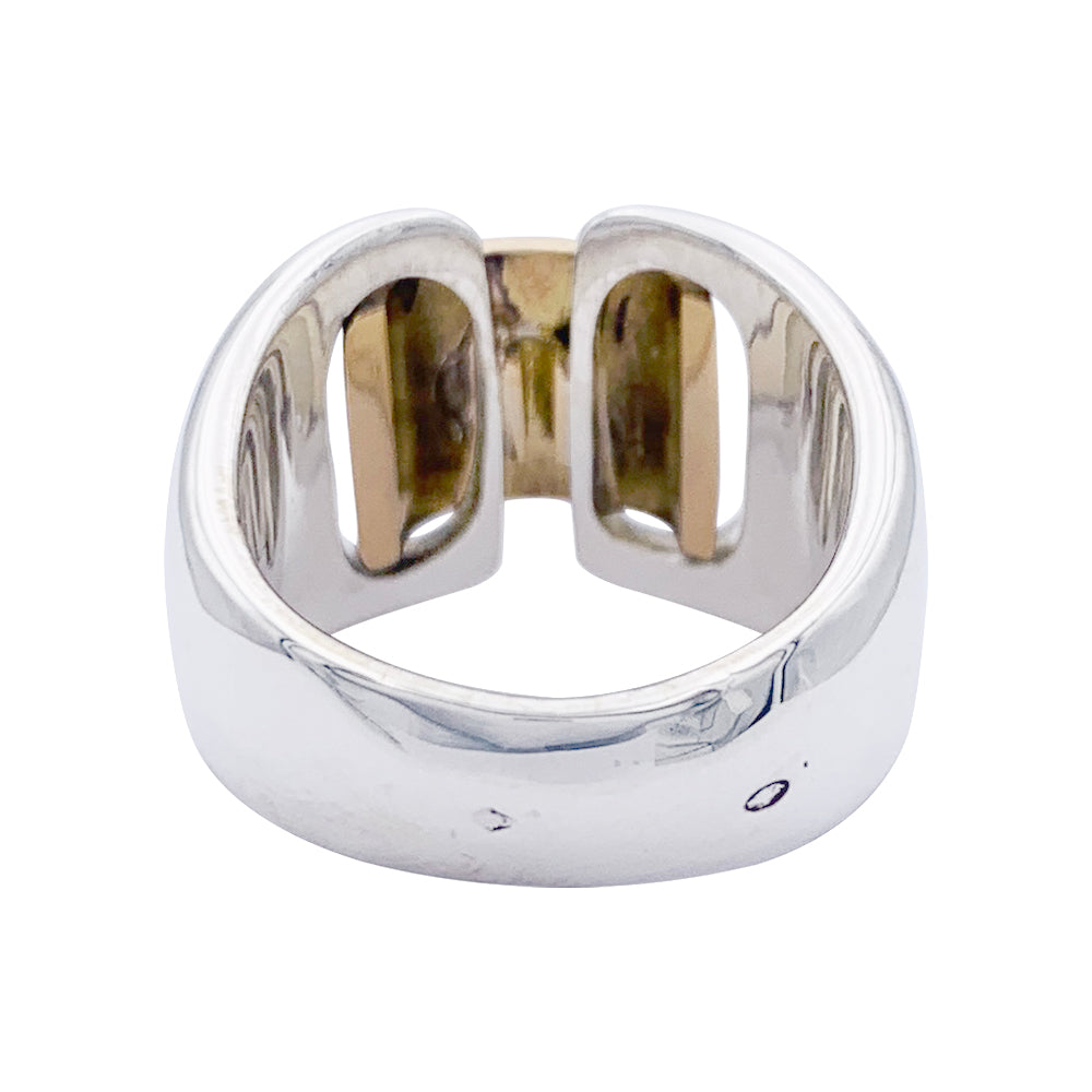 Hermès ring, “Bakuba”, yellow gold, silver.