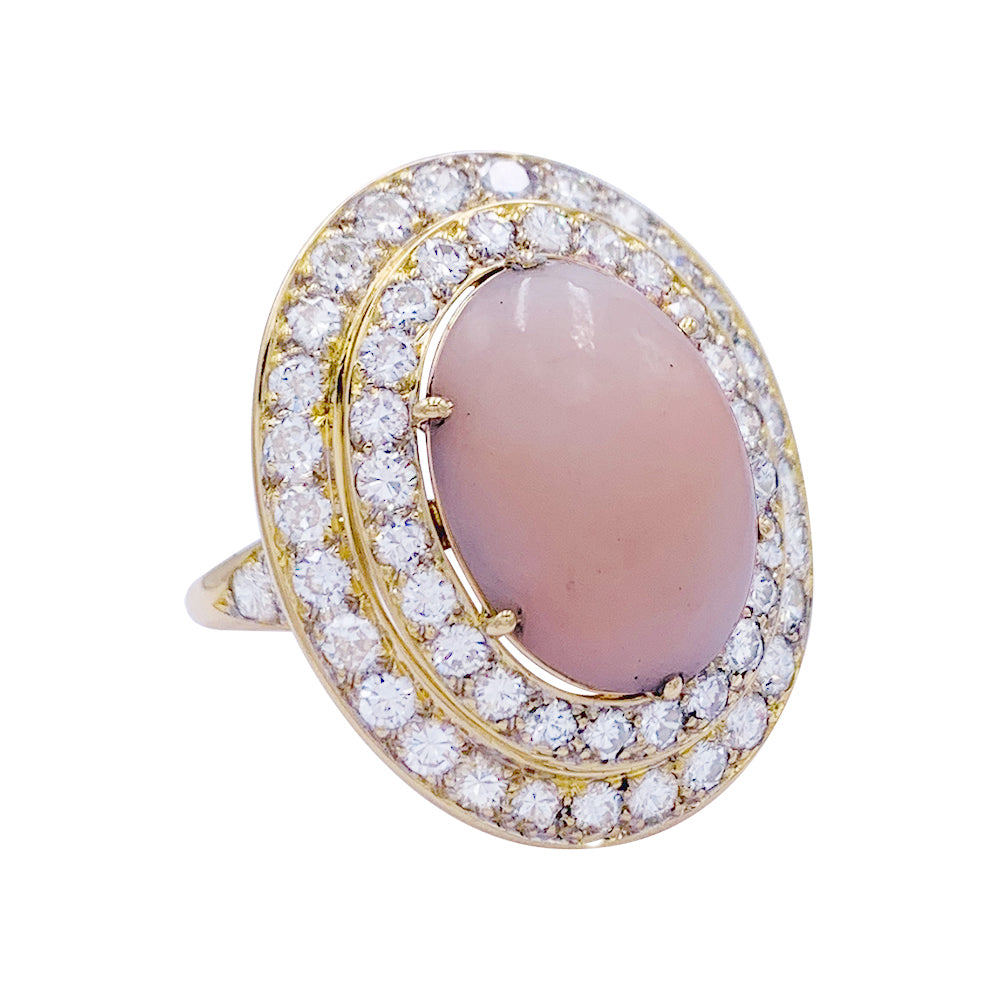 Bague M.Gérard corail, diamants.