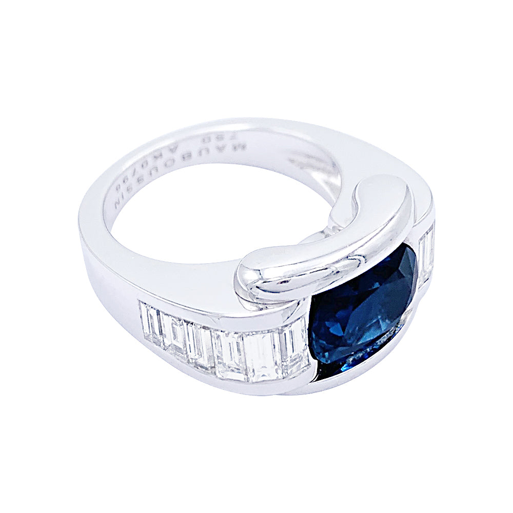 Mauboussin ring, "Alessandra", white gold, sapphire, diamonds.