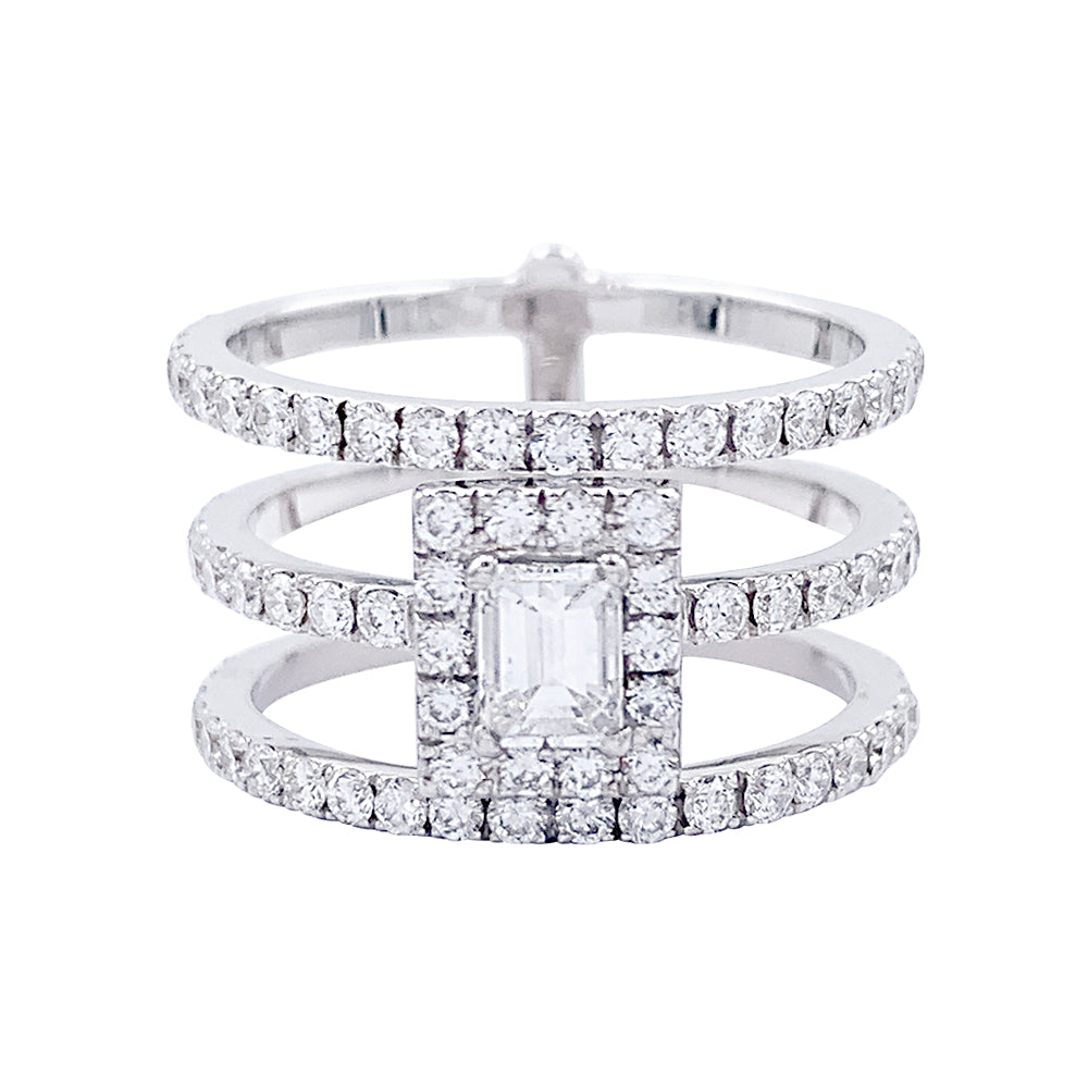 Bague Edouard Nahum, "Trilogie Emeraude", diamants, or blanc.