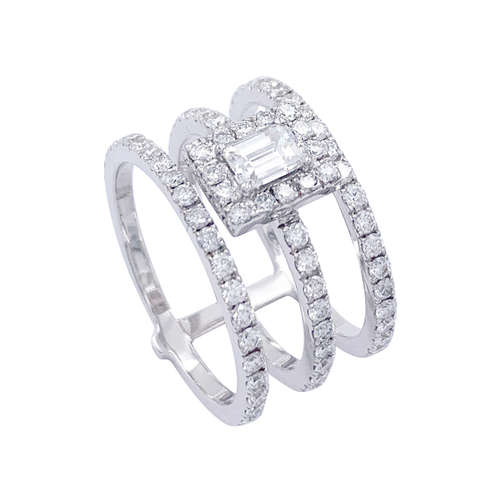 Edouard Nahum ring, "Emerald Trilogy", diamonds, white gold.