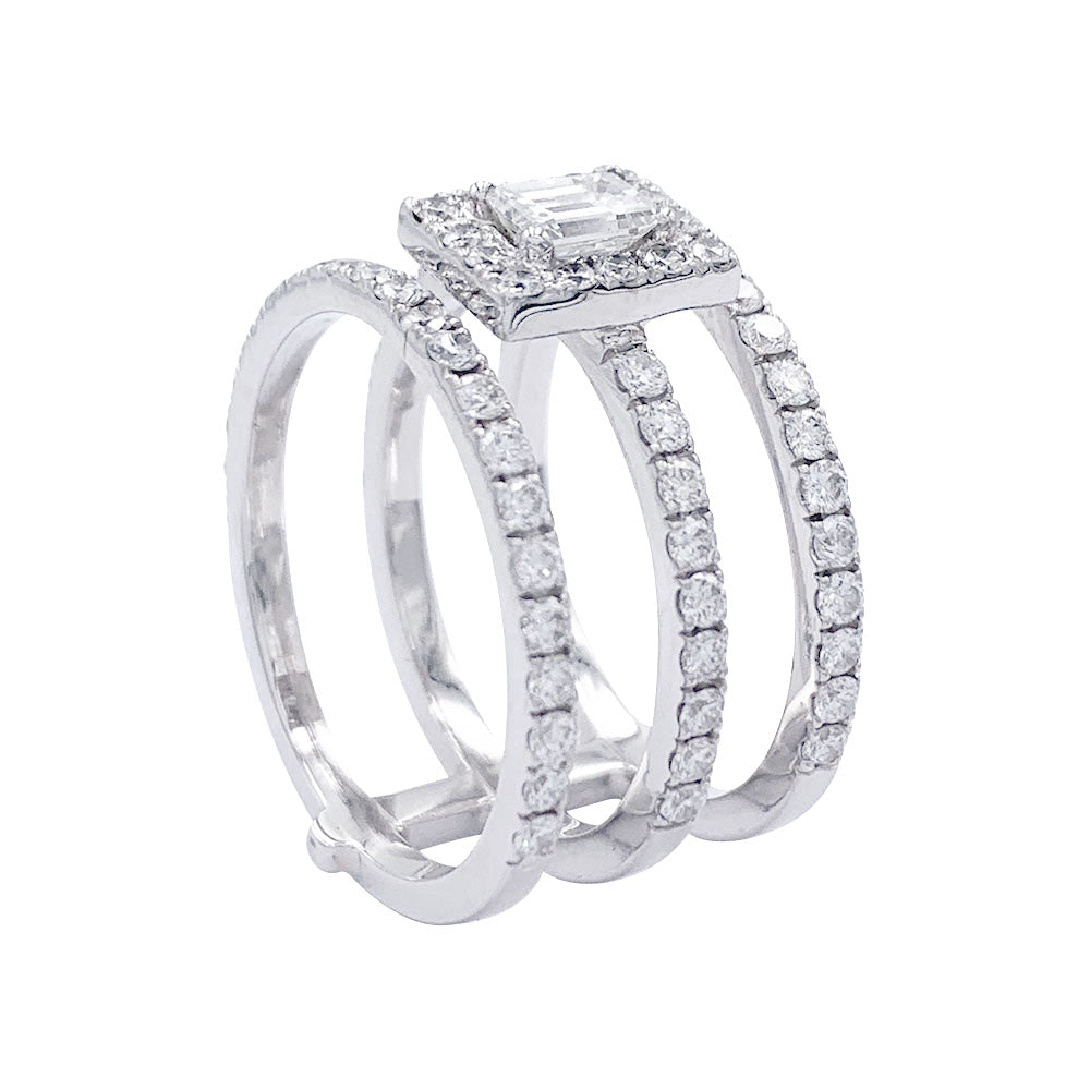 Bague Edouard Nahum, "Trilogie Emeraude", diamants, or blanc.