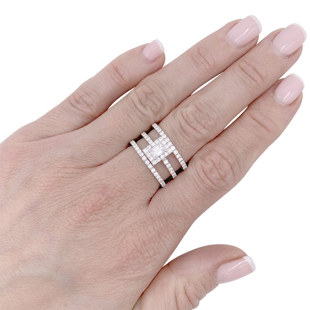 Edouard Nahum ring, "Emerald Trilogy", diamonds, white gold.