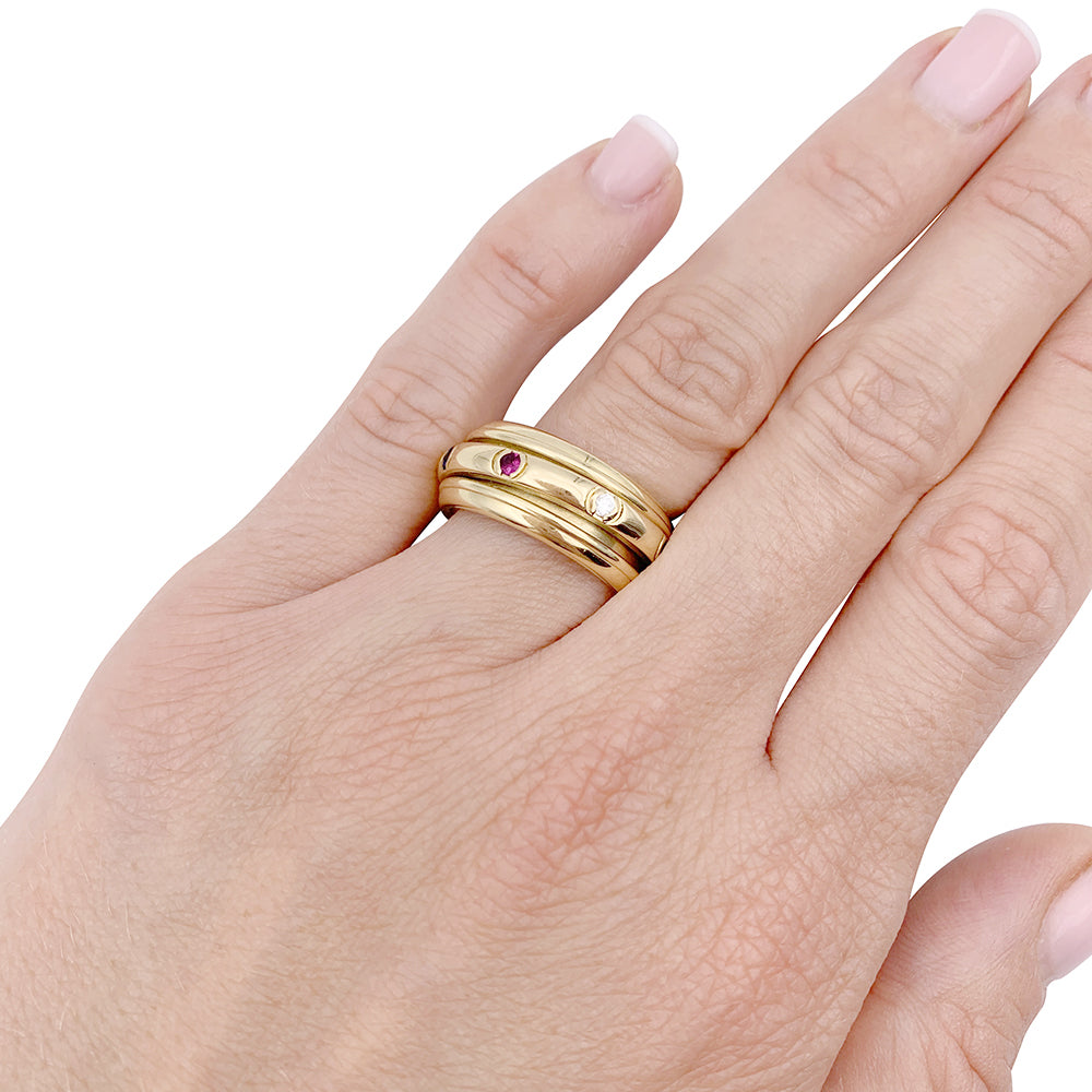 Bague Piaget, "Possession", or jaune, pierres de couleur.