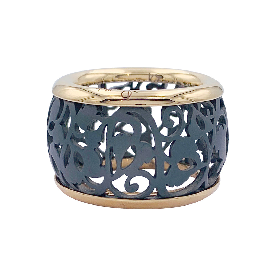 Bague Pomellato, "Arabesque", or rose, titane.