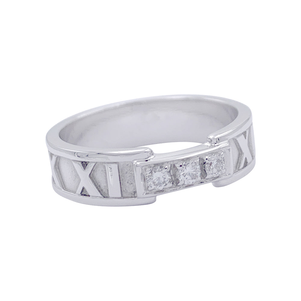 Bague Tiffany & Co., "Atlas", or blanc, diamants.