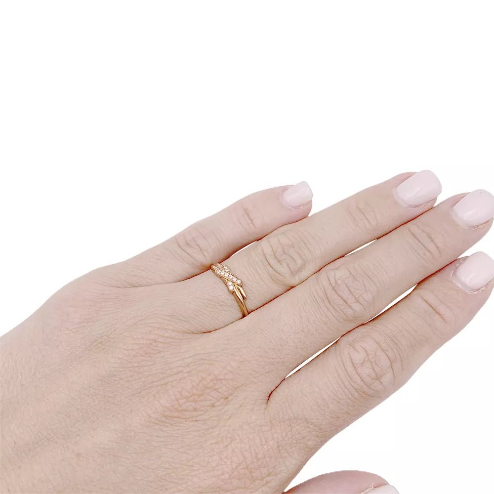 Bague Chaumet, "Jeux de Liens", or rose et diamants. - Maison Eloe