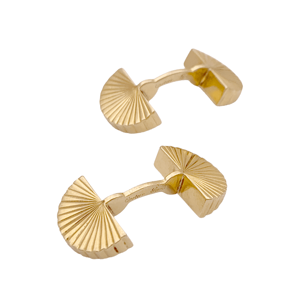 Boutons de manchette vintage Cartier, "Eventail", or jaune. - Maison Eloe